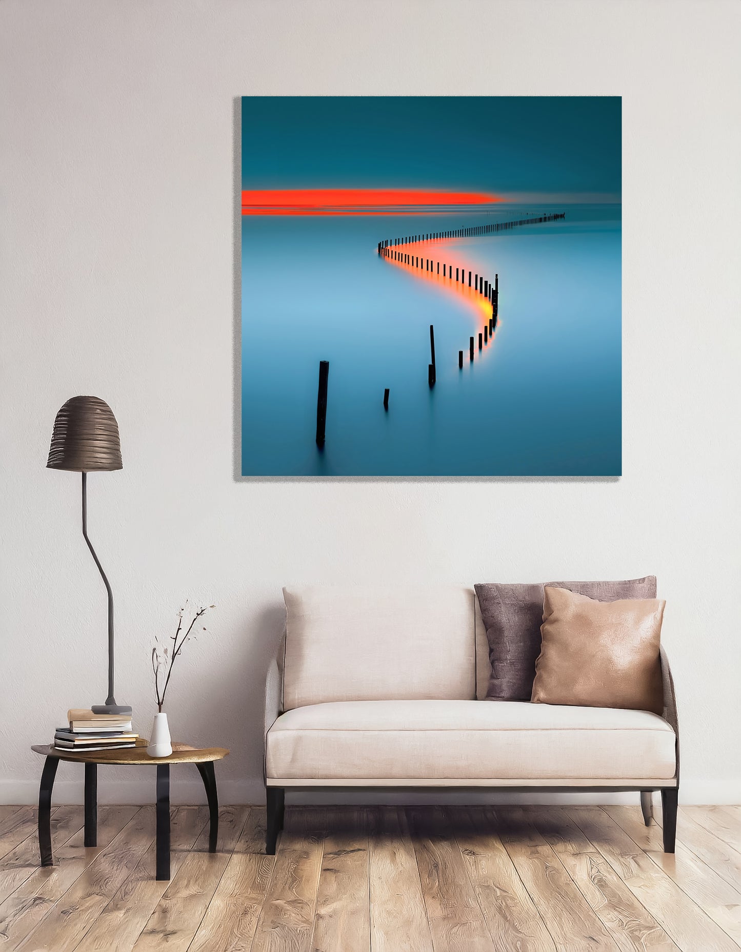 Lichtweg im Watt—Wandkunst, Fine Art Print, Leinwand, Acryldruck, Alu-Dibond