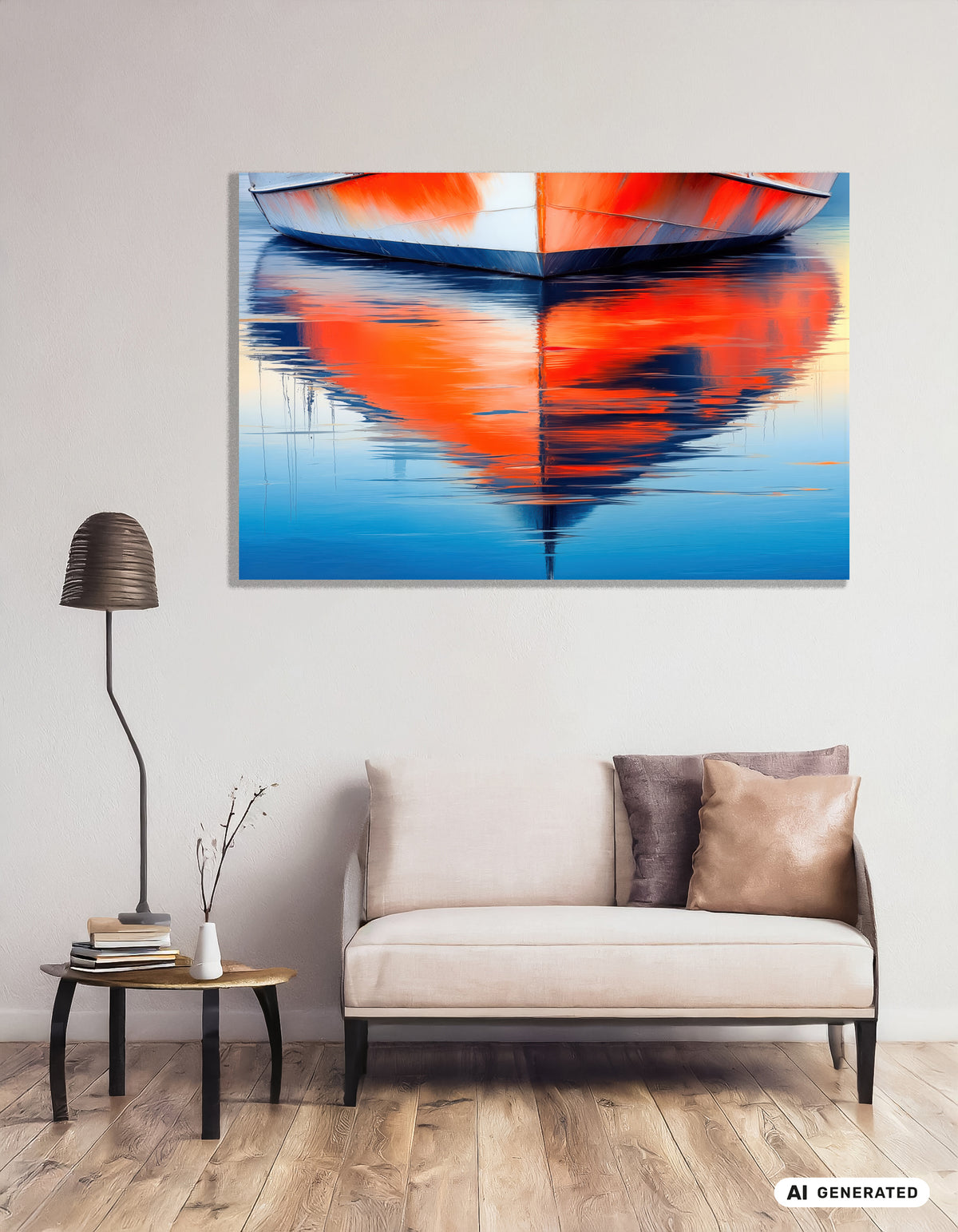 Reflet d'eau coque de bateau-01—Art mural, tirage d'art, toile, impression sur acrylique
