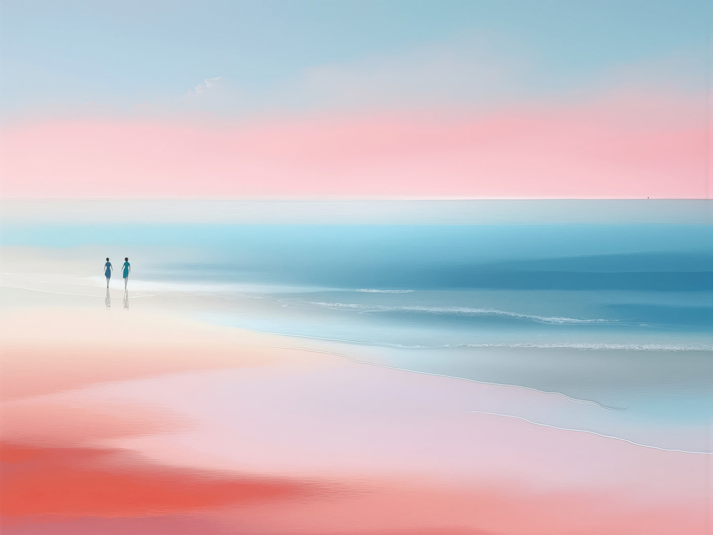 Zwei Frauen am Meer—Wandkunst, Fine Art Print, Leinwand, Acryldruck, Alu-Dibond