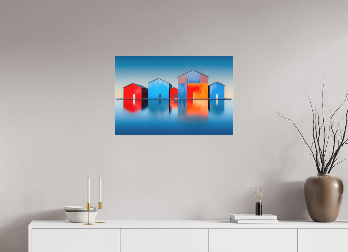 75 x 50 cm, Fine Art Pigmentdruck hinter Acrylglas Farbklang am Wasser—Wandkunst, Fine Art Print, Leinwand, Acryldruck, Alu-Dibond