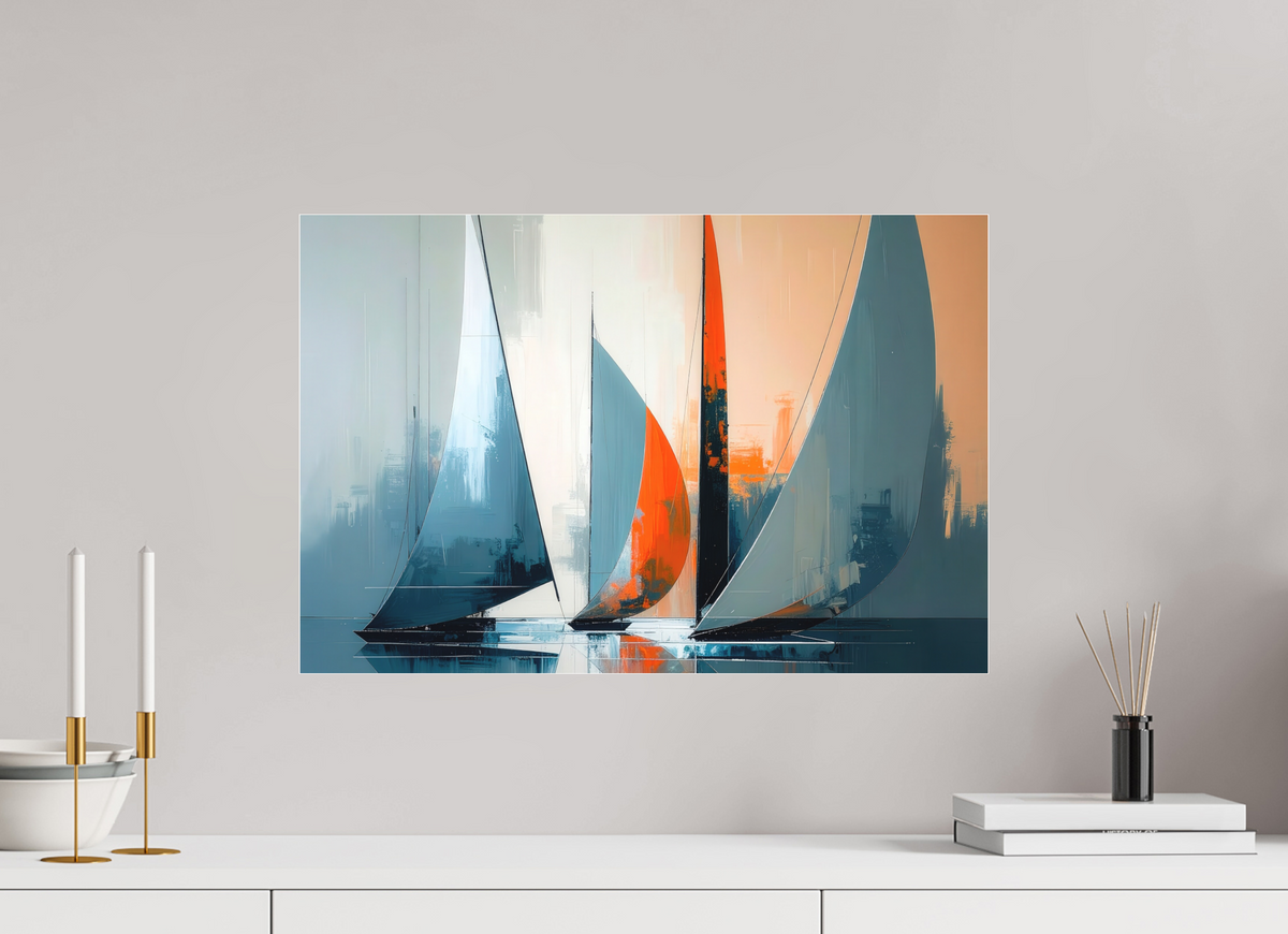60 x 40 cm, Fine Art Pigmentdruck hinter Acrylglas Segelboote abstrakt-14-32—Wandkunst, Fine Art Print, Leinwand, Acryldruck, Alu-Dibond