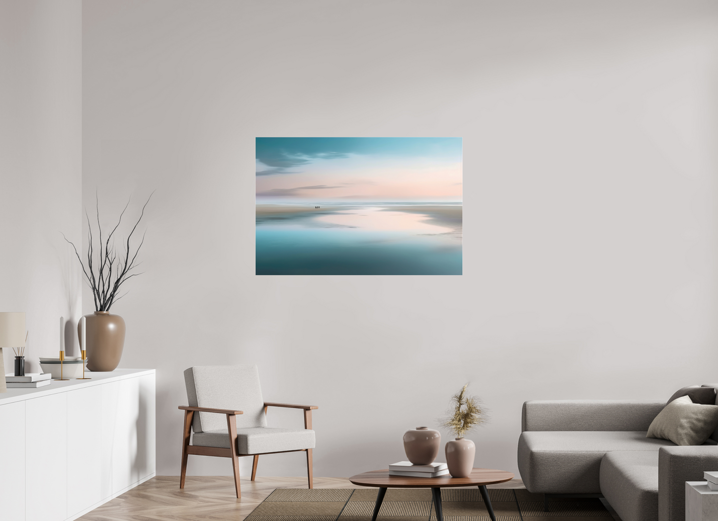 120 x 80 cm, Fine Art Pigmentdruck hinter Acrylglas Menschen im Wattenmeer-01—Wandkunst, Fine Art Print, Leinwand, Acryldruck, Alu-Dibond