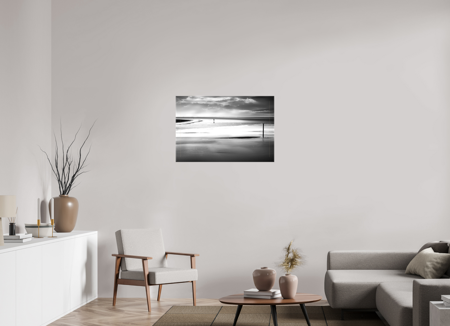 90 x 60 cm, Leinwand glänzend Mann im Wattenmeer-01