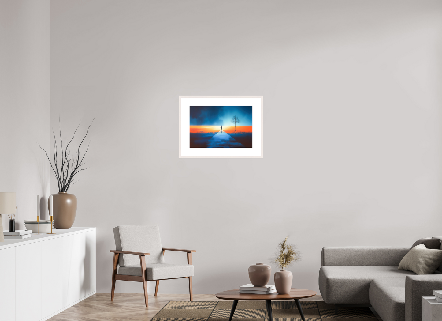 60 x 40 cm, Fine Art Print gerahmt Der Pfad ins Zwischenlicht