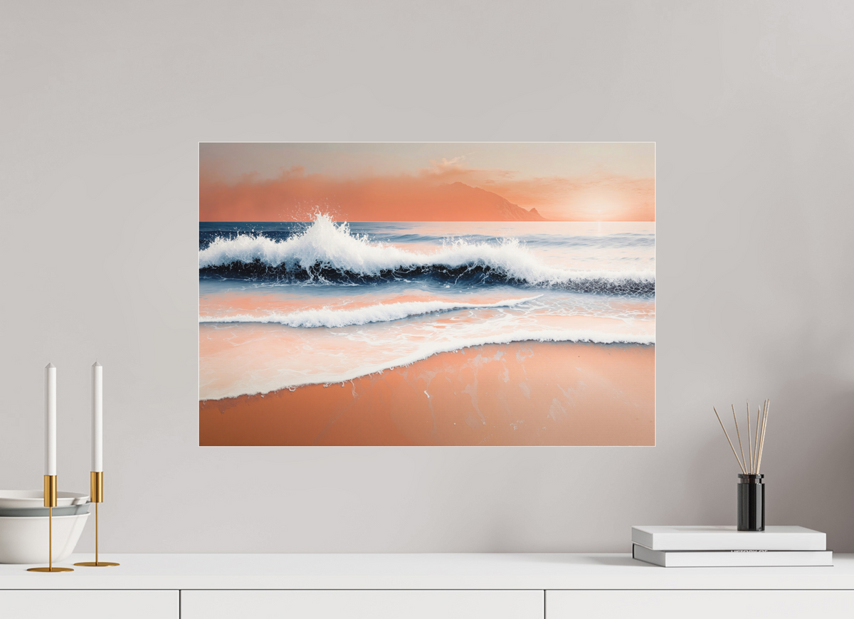 60 x 40 cm, Fine Art Pigmentdruck hinter Acrylglas Brandung in Pastell—Wandkunst, Fine Art Print, Leinwand, Acryldruck, Alu-Dibond