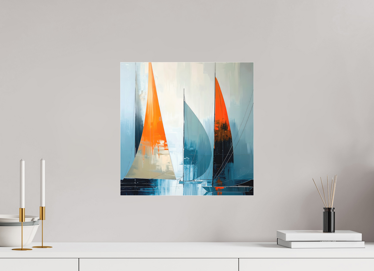 40 x 40 cm, Fine Art Pigmentdruck hinter Acrylglas Segelboot-Kunst - Abstraktion in Bewegung—Wandkunst, Fine Art Print, Leinwand, Acryldruck, Alu-Dibond