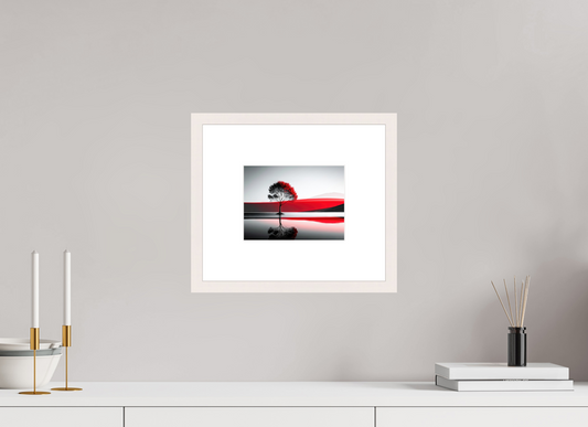 20 x 15 cm, Fine Art Print gerahmt Baum am Ufer surreal-01—Wandkunst, Fine Art Print, Leinwand, Acryldruck, Alu-Dibond