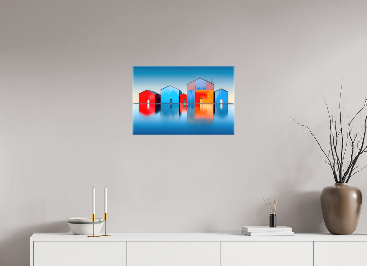 60 x 40 cm, Leinwand glänzend Farbklang am Wasser—Wandkunst, Fine Art Print, Leinwand, Acryldruck, Alu-Dibond