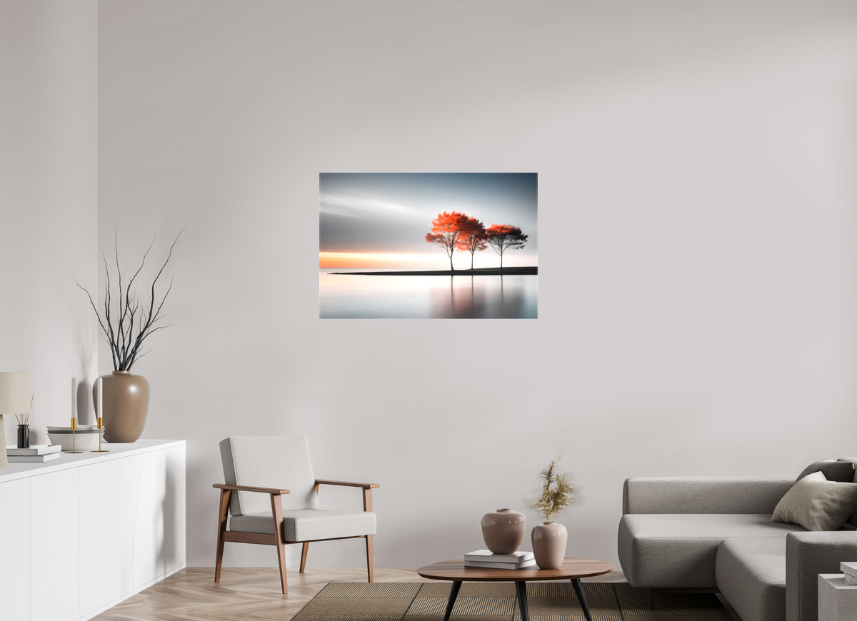 105 x 70 cm, Leinwand glänzend Stille am Ufer-02—Wandkunst, Fine Art Print, Leinwand, Acryldruck, Alu-Dibond
