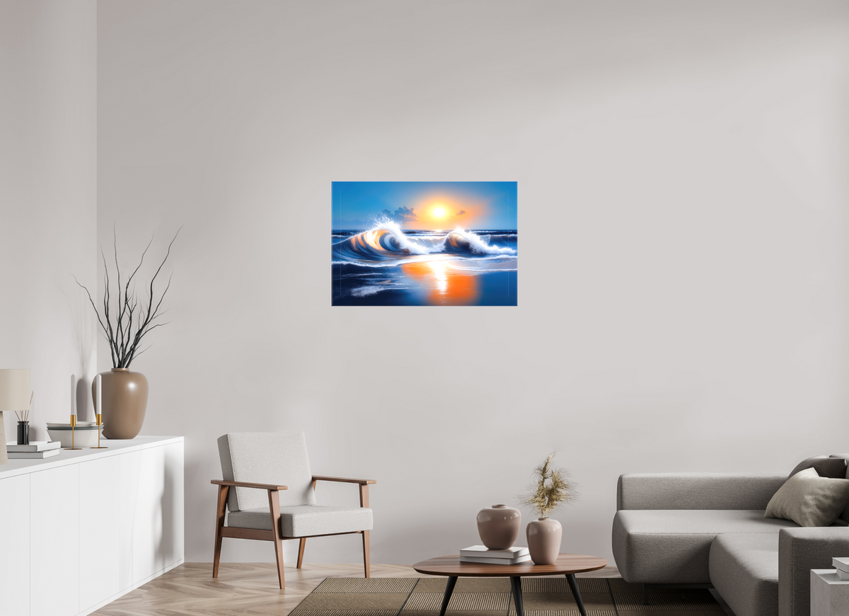90 x 60 cm, Leinwand glänzend Brandung im Licht—Wandkunst, Fine Art Print, Leinwand, Acryldruck, Alu-Dibond