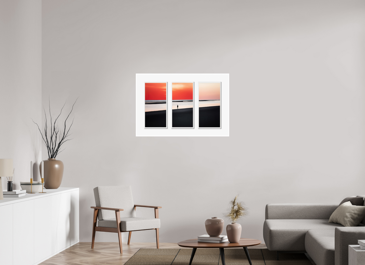 105 x 70 cm, Fine Art Print Hahnemühle Baryta Tryptichon Mann am Ufer