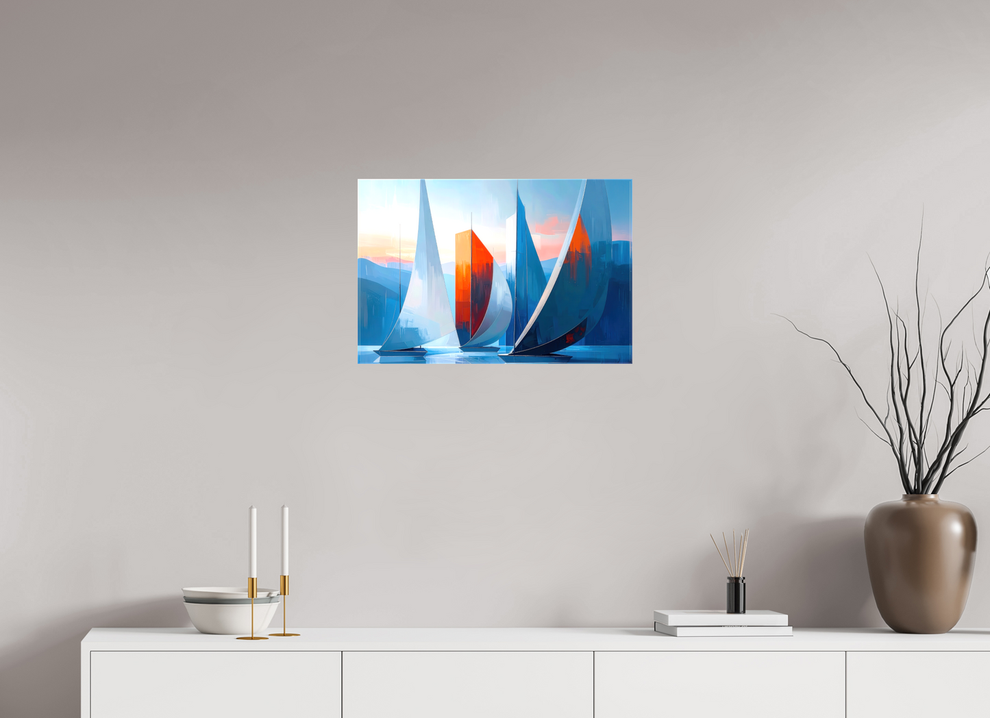 60 x 40 cm, Leinwand glänzend Segelboote abstrakt-15-32