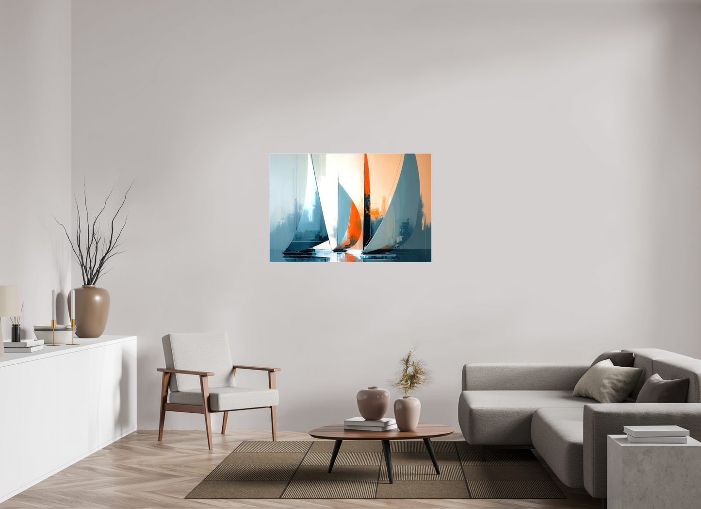 120 x 80 cm, Leinwand glänzend Segelboote abstrakt-14-32