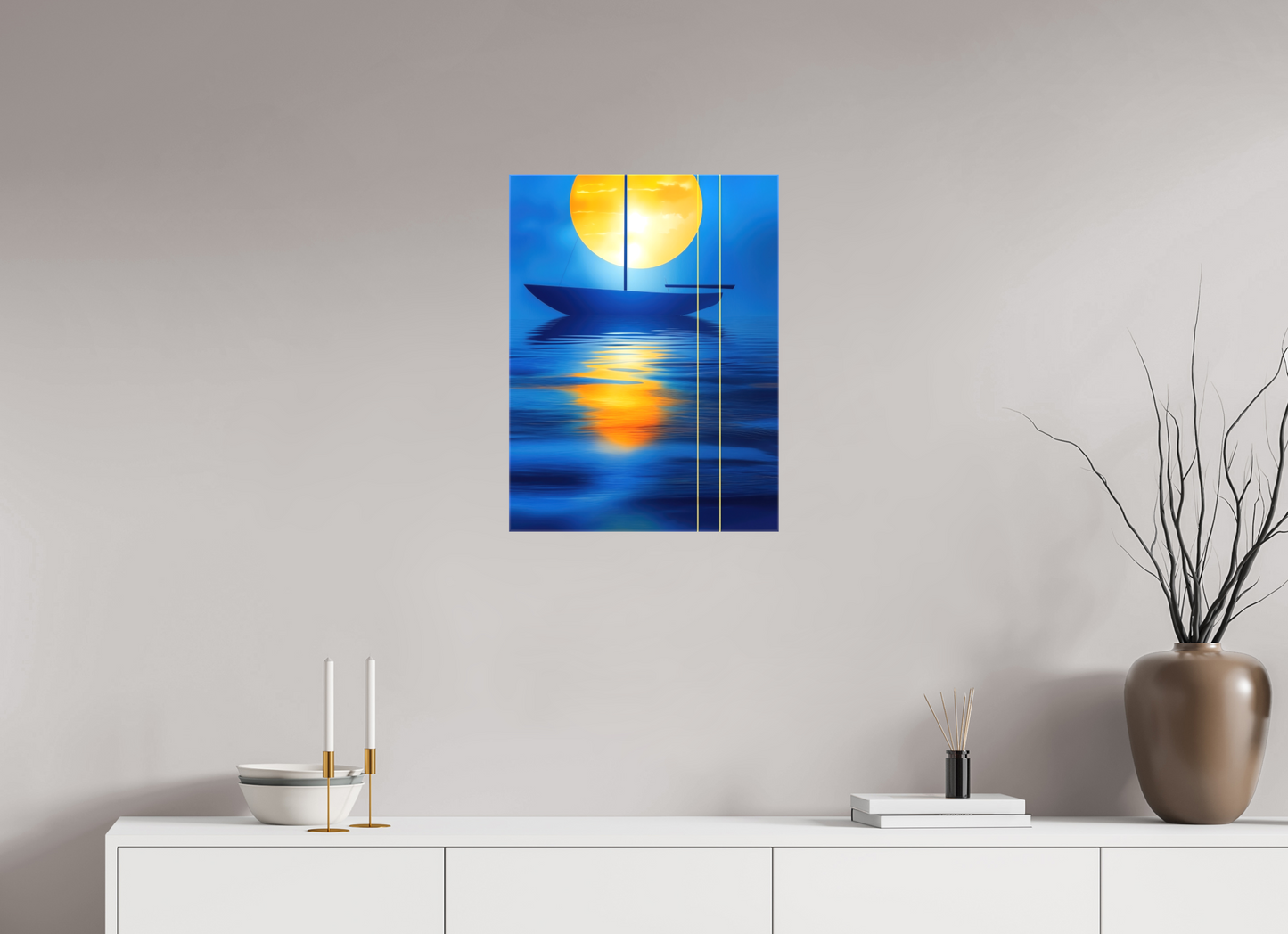 45 x 60 cm, Leinwand glänzend Segel im goldenen Kreis