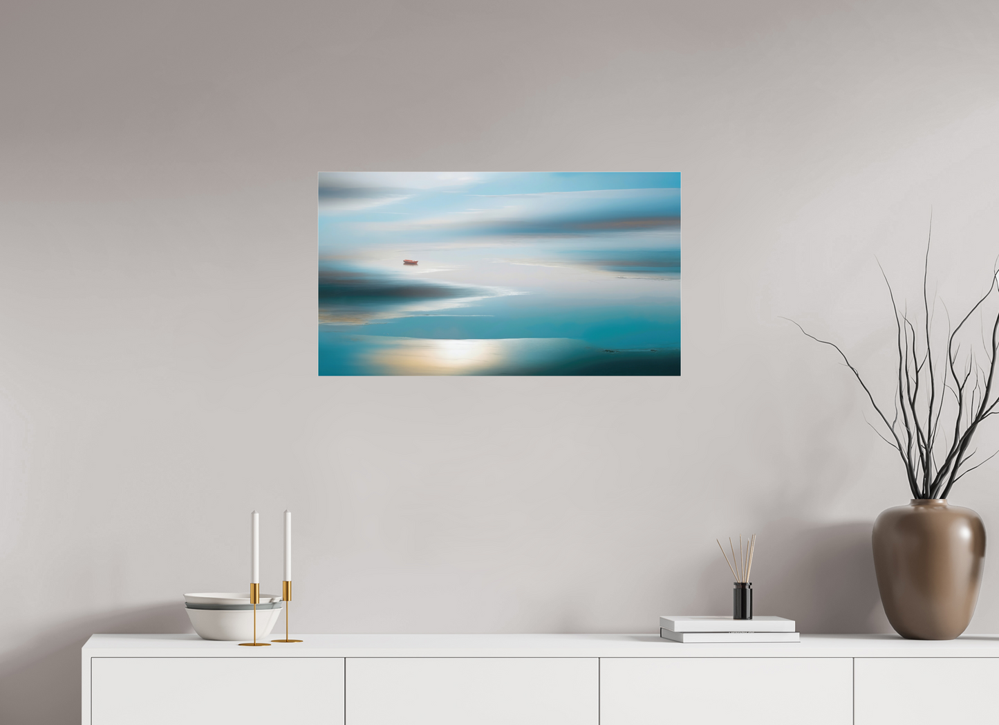 80 x 45 cm, Acrylglas glänzend standard Boot im Wattenmeer-06