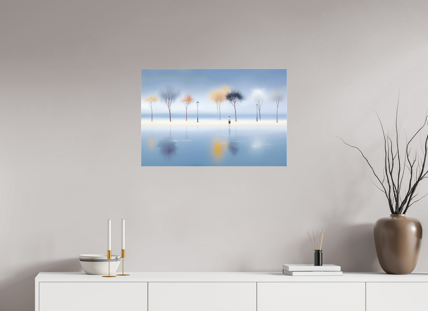 75 x 50 cm, Fine Art Pigmentdruck hinter Acrylglas Stilles Ufer, ferne Gedanken