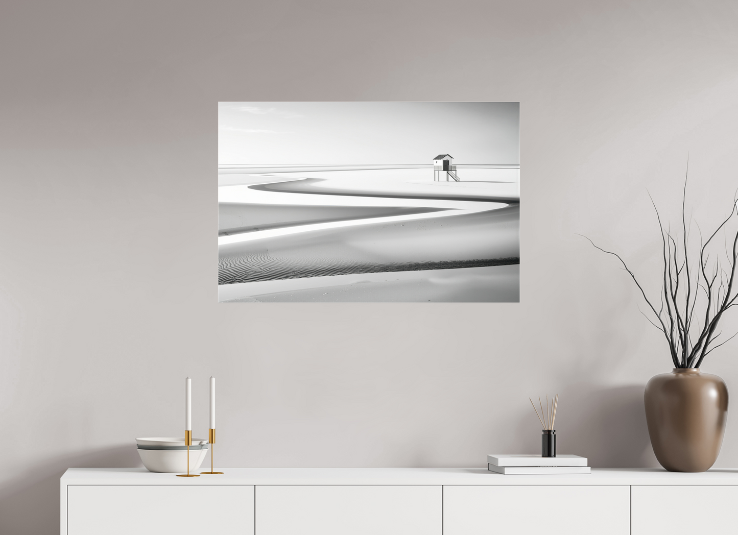 90 x 60 cm, Acrylglas glänzend standard Pfahlhaus im Wattenmeer-01