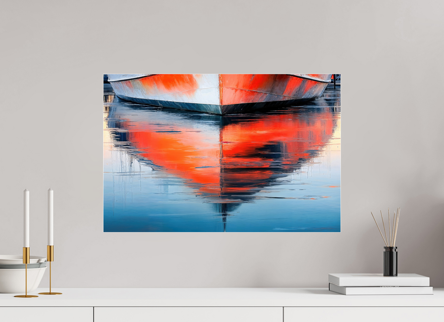 60 x 40 cm, Acrylglas glänzend standard Wasserspiegelung Bootsrumpf-01