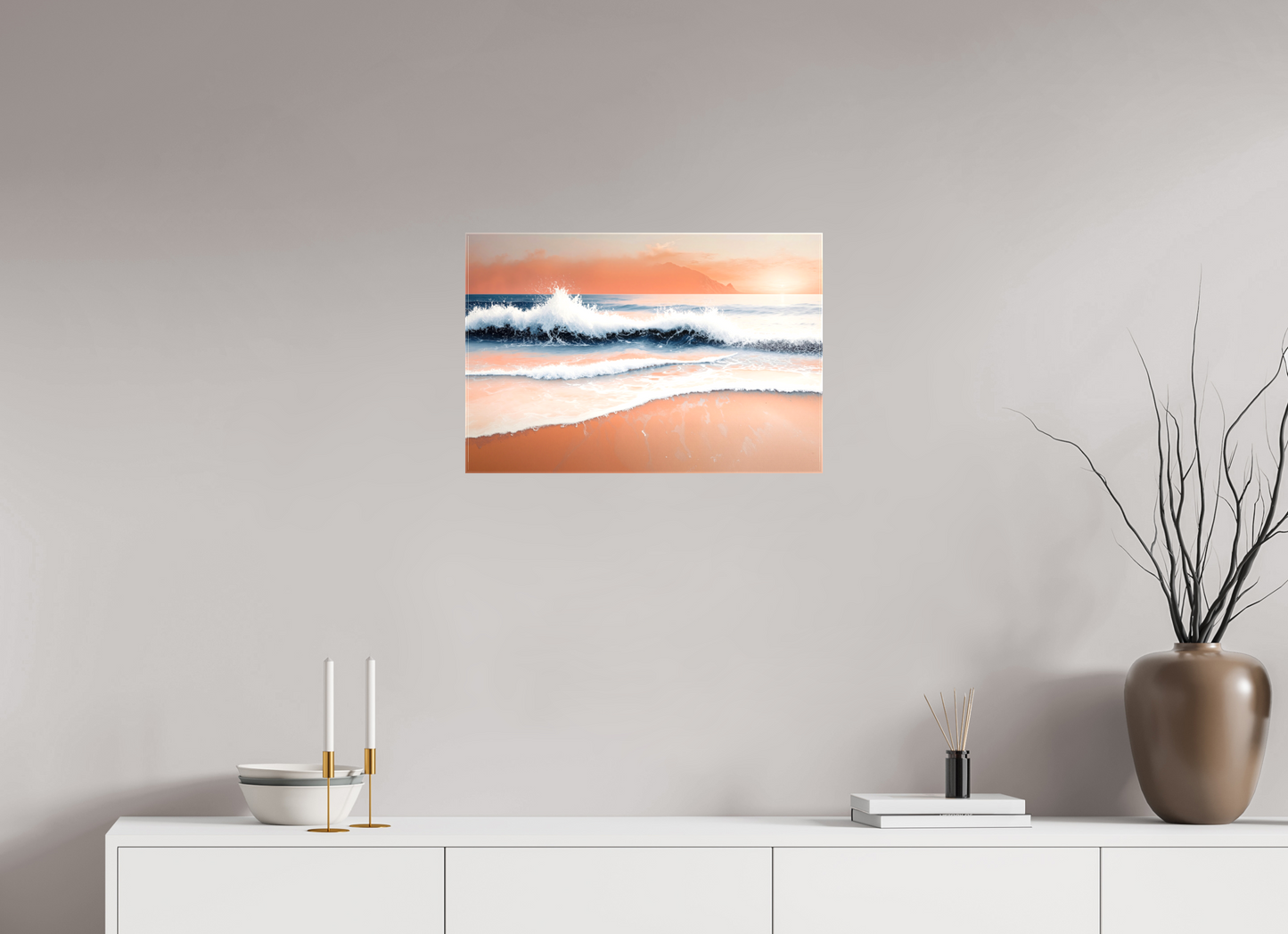 60 x 40 cm, Leinwand glänzend Brandung in Pastell