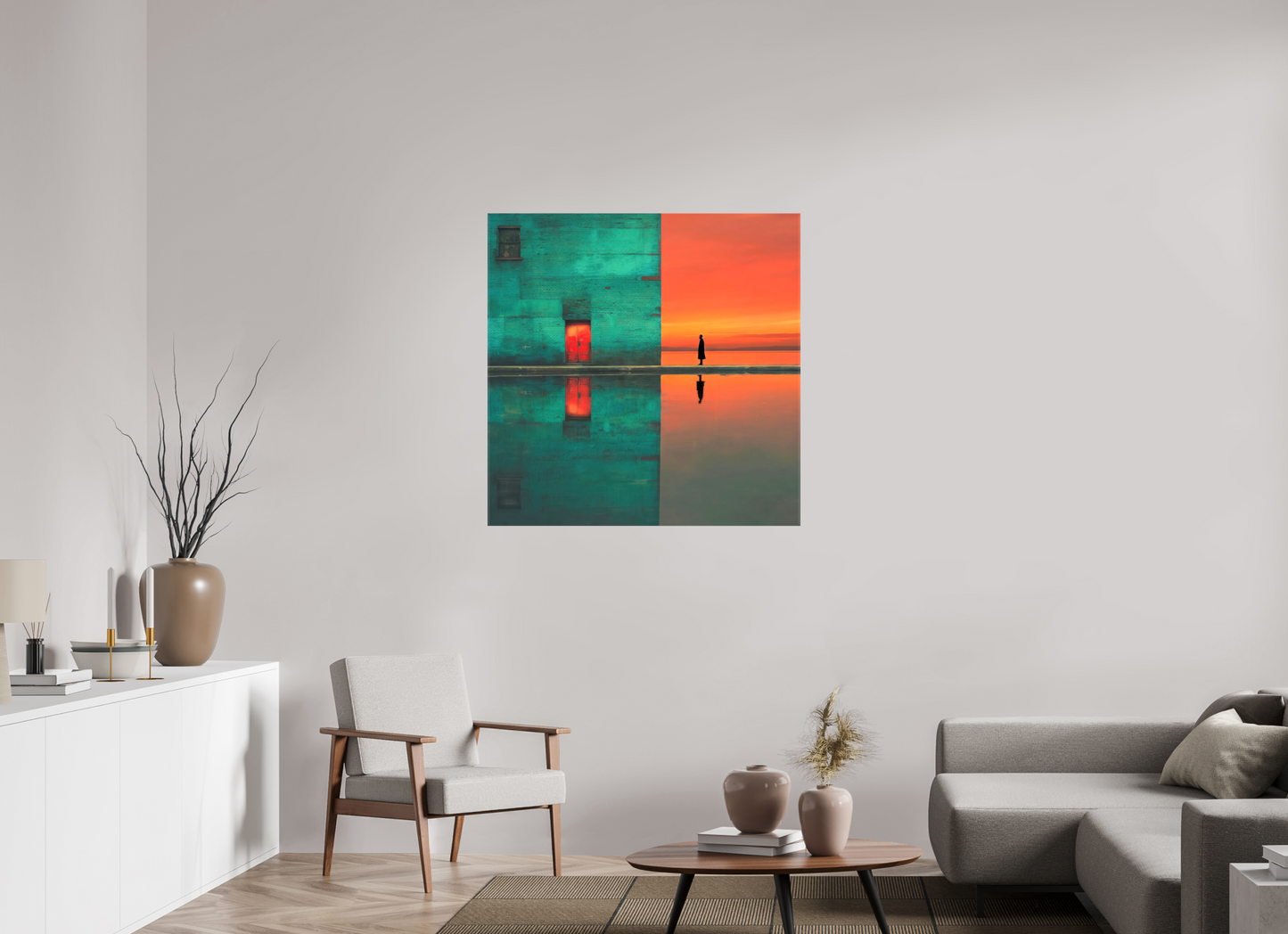 100 x 100 cm, Leinwand glänzend Schwelle zum Meer—Wandkunst, Fine Art Print, Leinwand, Acryldruck, Alu-Dibond