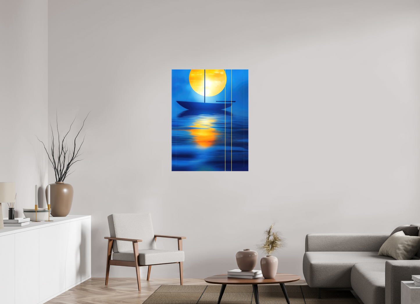 75 x 100 cm, Leinwand glänzend Segel im goldenen Kreis