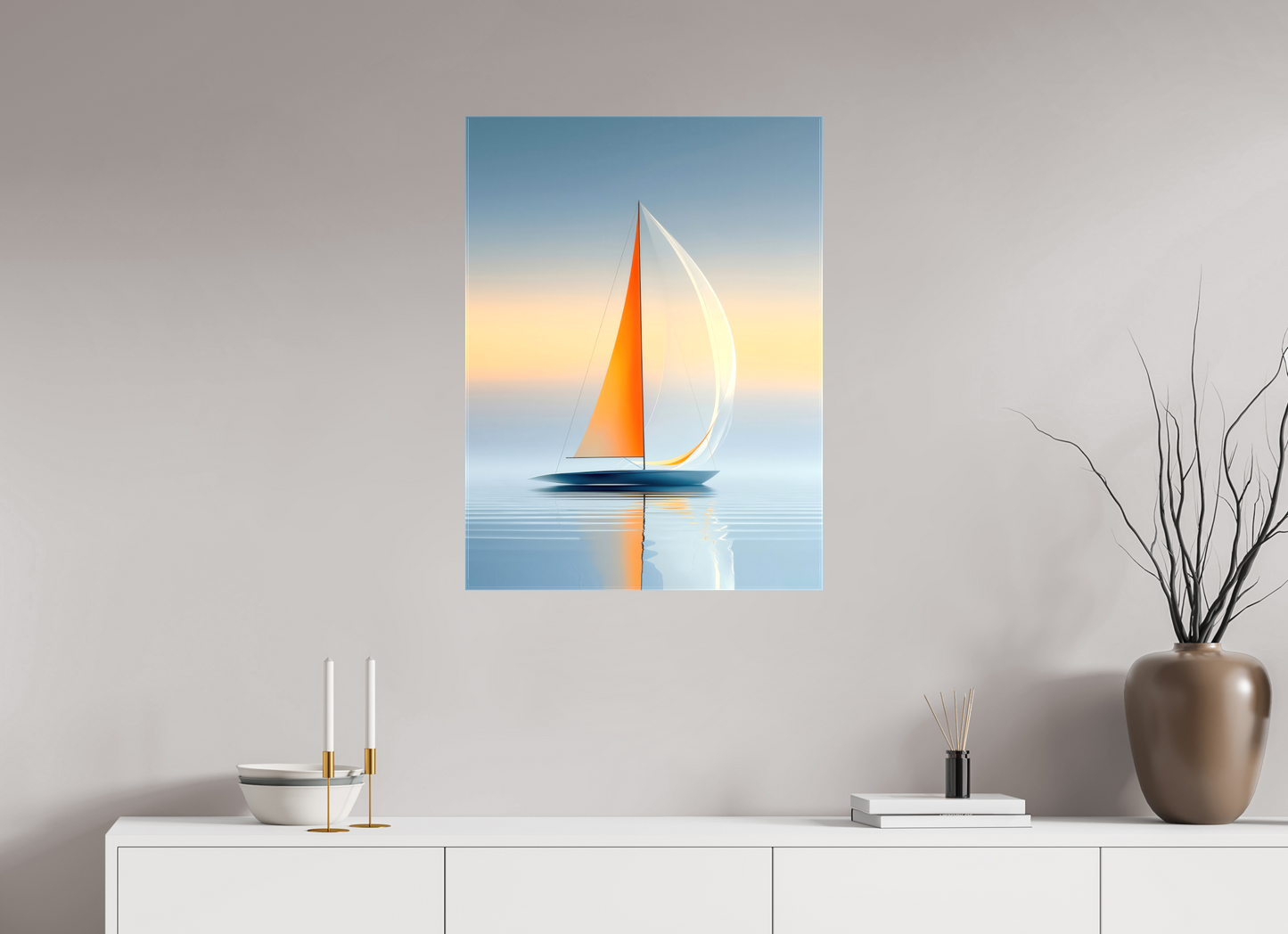 60 x 80 cm, Leinwand glänzend Ein Segel, ein Horizont