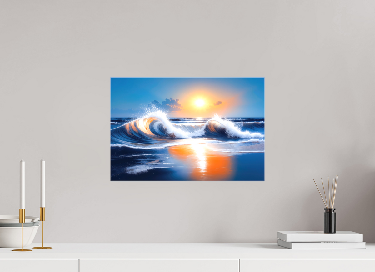 45 x 30 cm, Leinwand glänzend Brandung im Licht—Wandkunst, Fine Art Print, Leinwand, Acryldruck, Alu-Dibond