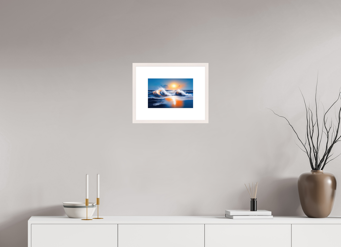30 x 20 cm, Fine Art Print gerahmt Brandung im Licht
