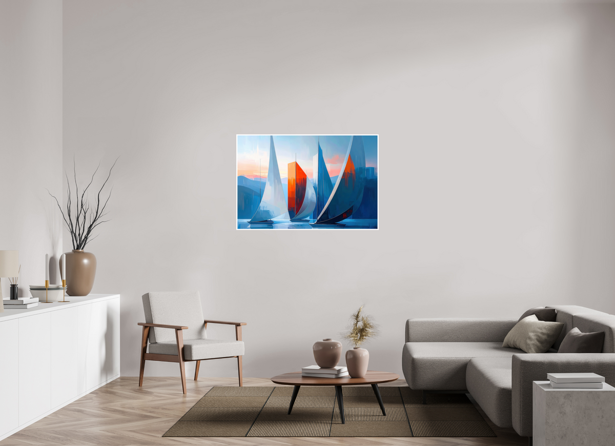 120 x 80 cm, Fine Art Print Hahnemühle Baryta Segelboote abstrakt-15-32—Wandkunst, Fine Art Print, Leinwand, Acryldruck, Alu-Dibond