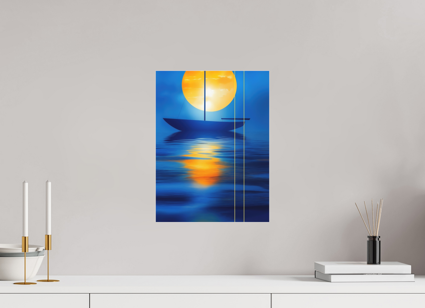 30 x 40 cm, Fine Art Pigmentdruck hinter Acrylglas Segel im goldenen Kreis