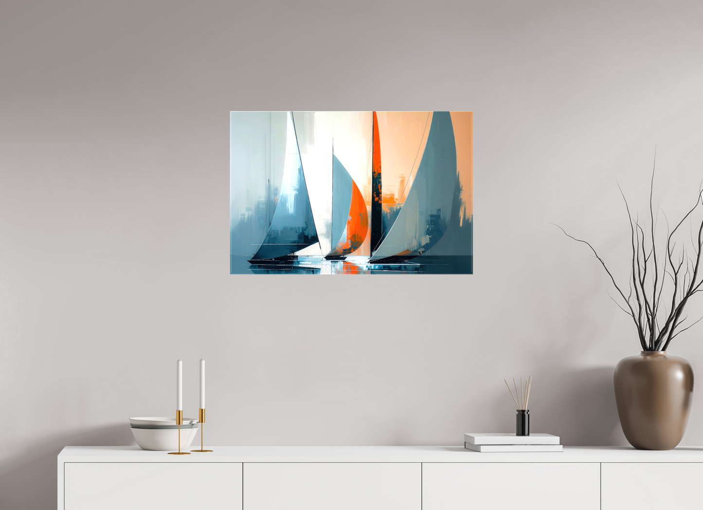75 x 50 cm, Leinwand glänzend Segelboote abstrakt-14-32