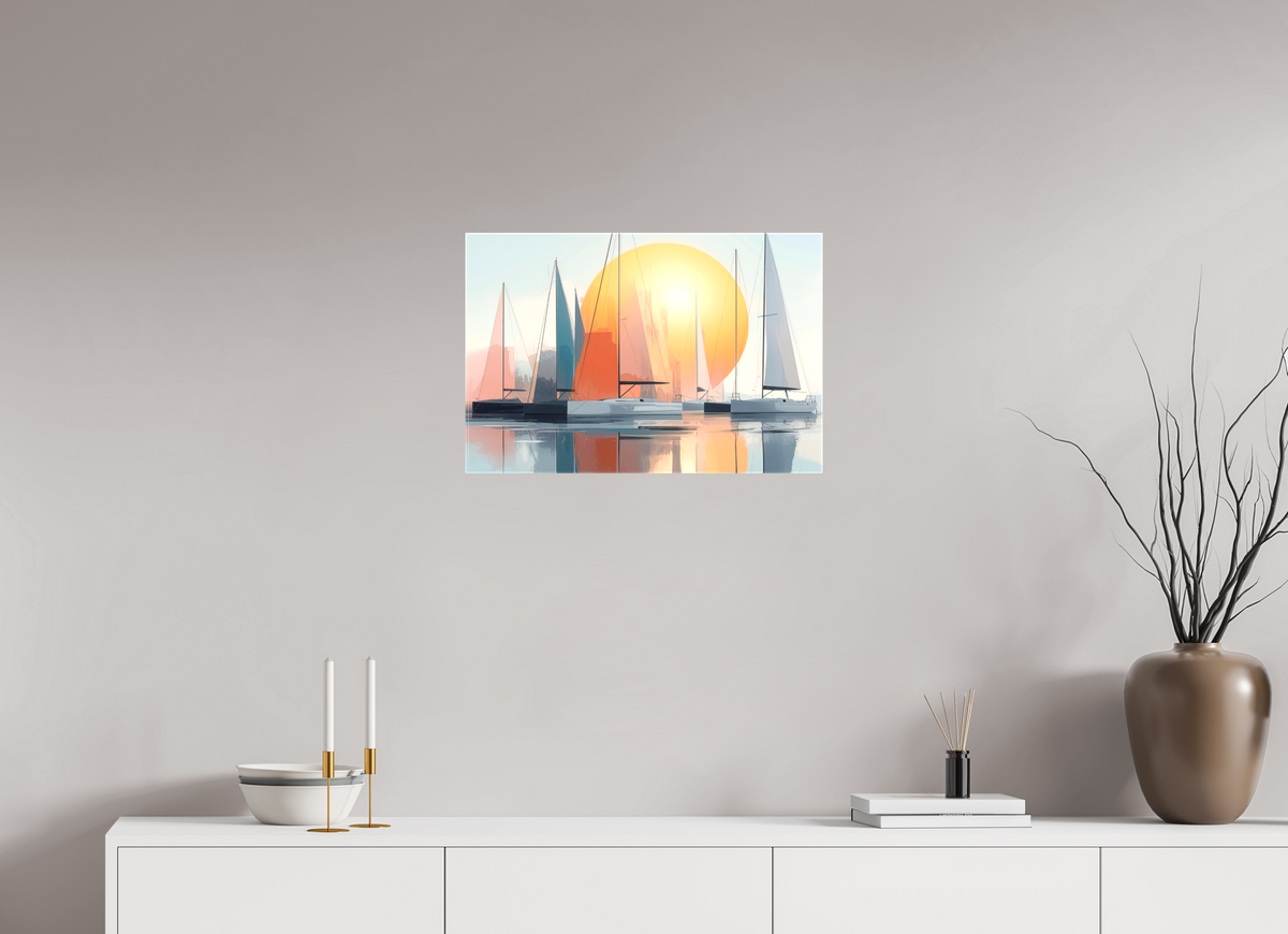 60 x 40 cm, Leinwand glänzend Segelboot-Kunst - Zwischen Horizont und Geometrie-01—Wandkunst, Fine Art Print, Leinwand, Acryldruck, Alu-Dibond