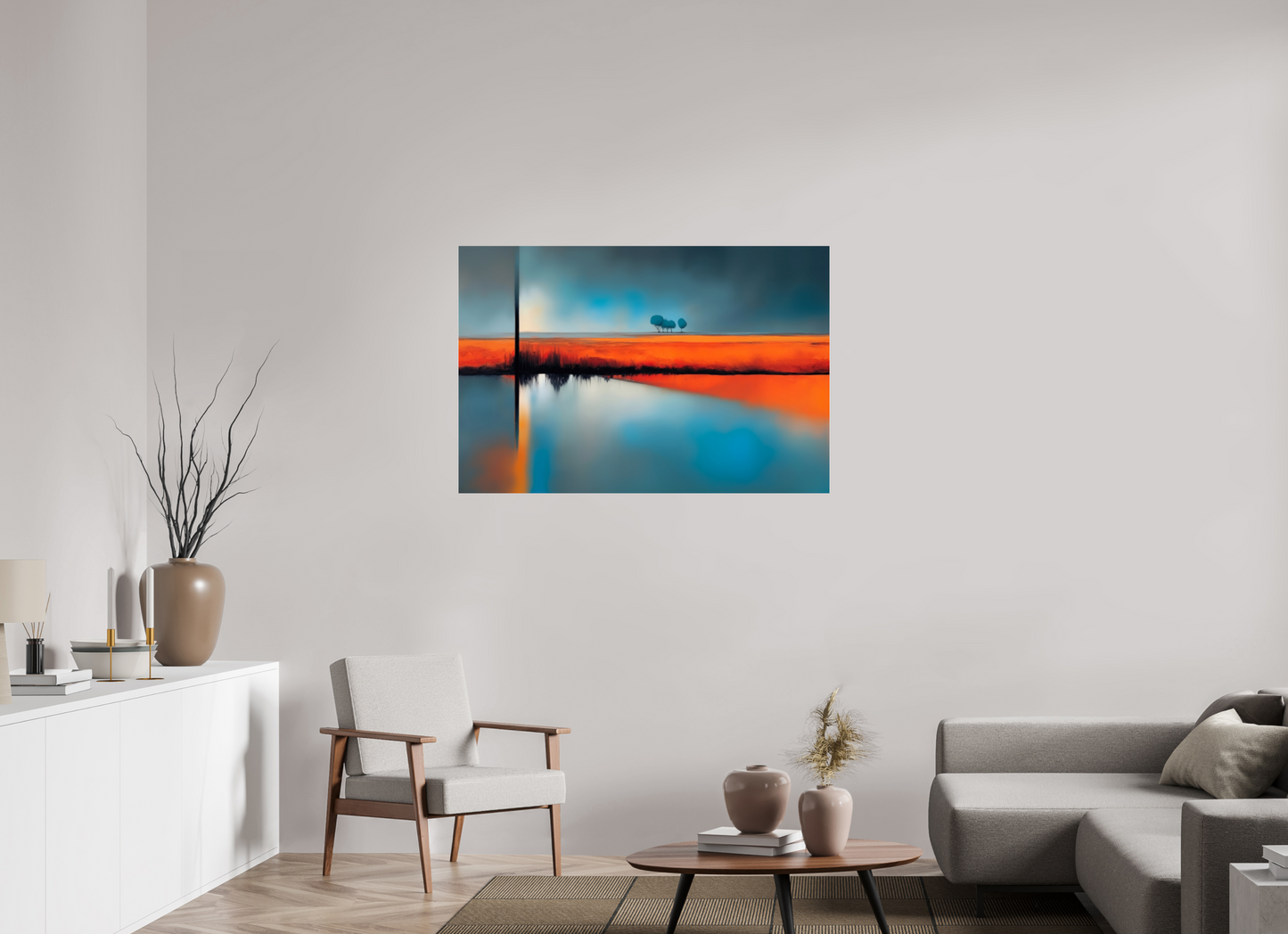 120 x 80 cm, Acrylglas glänzend standard Blauer Halt am roten Ufer