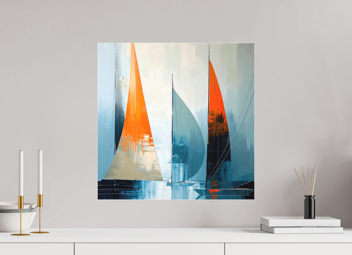 50 x 50 cm, Fine Art Pigmentdruck hinter Acrylglas Segelboot-Kunst - Abstraktion in Bewegung—Wandkunst, Fine Art Print, Leinwand, Acryldruck, Alu-Dibond