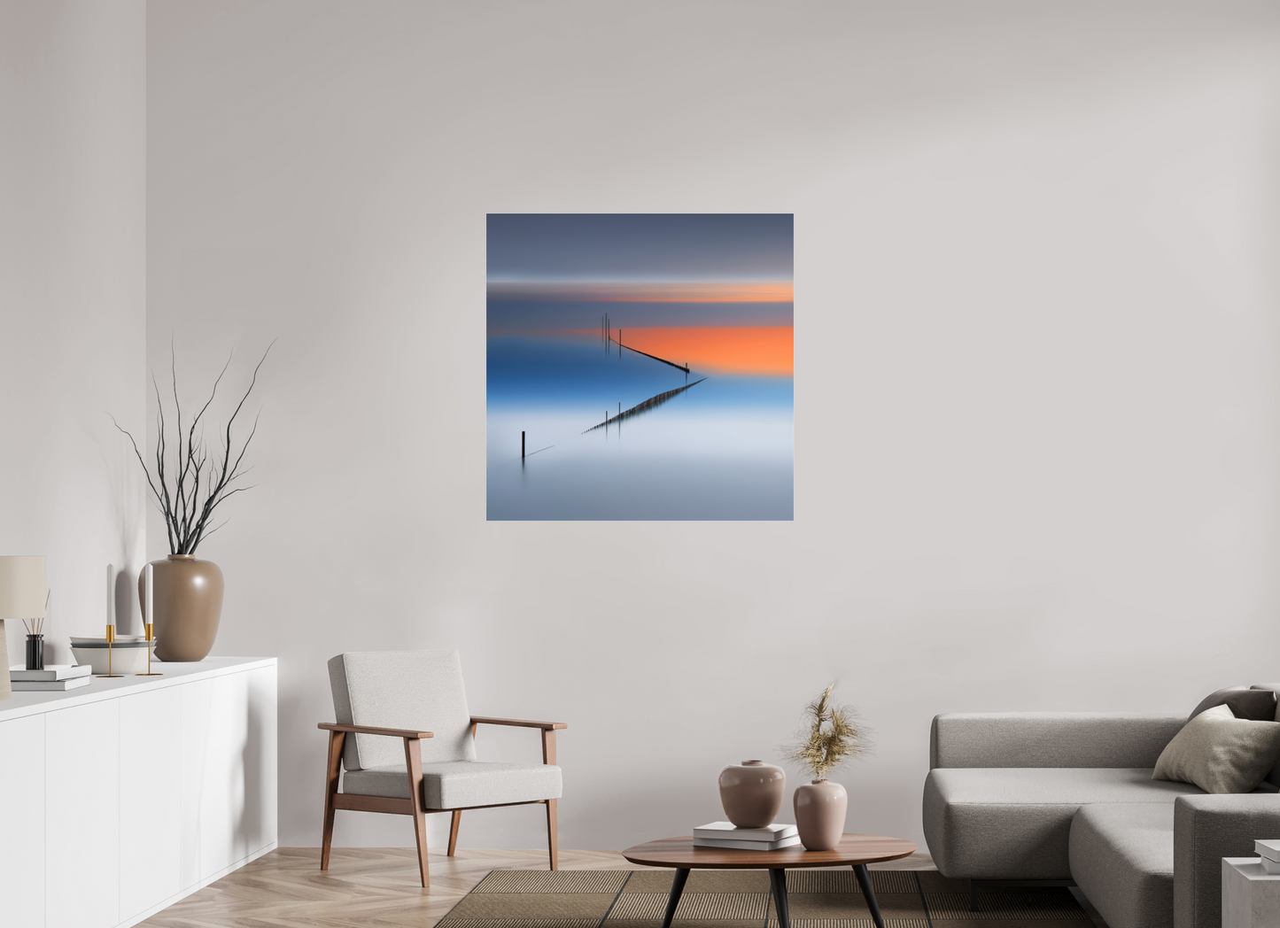 100 x 100 cm, Acrylglas glänzend standard Stille Linien—Wandkunst, Fine Art Print, Leinwand, Acryldruck, Alu-Dibond