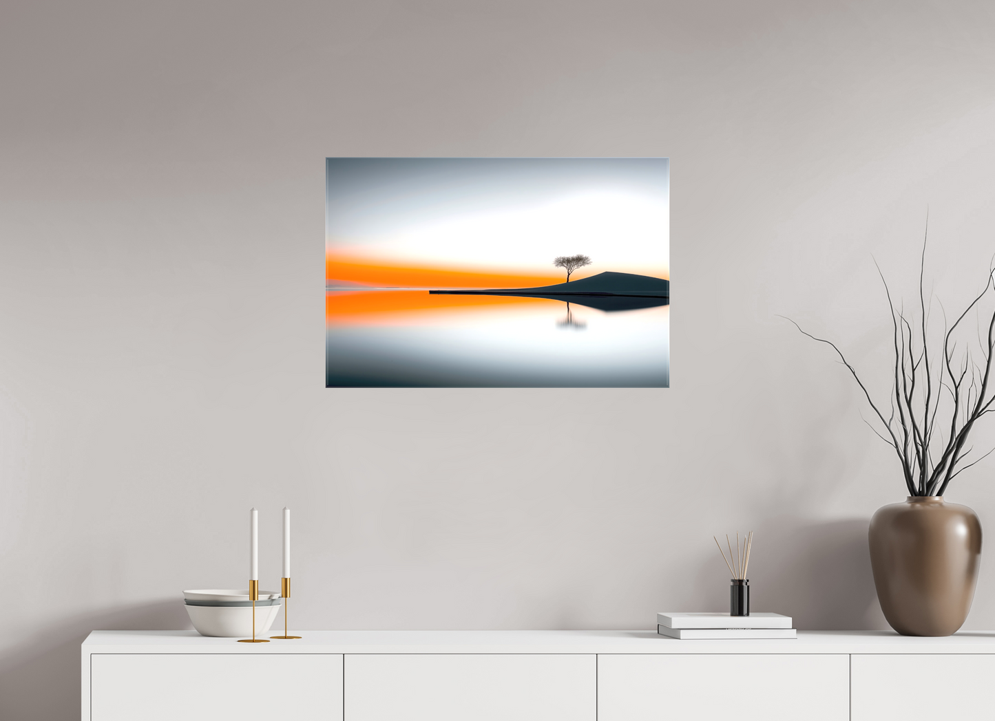 75 x 50 cm, Leinwand glänzend Uferlinie im Morgenlicht