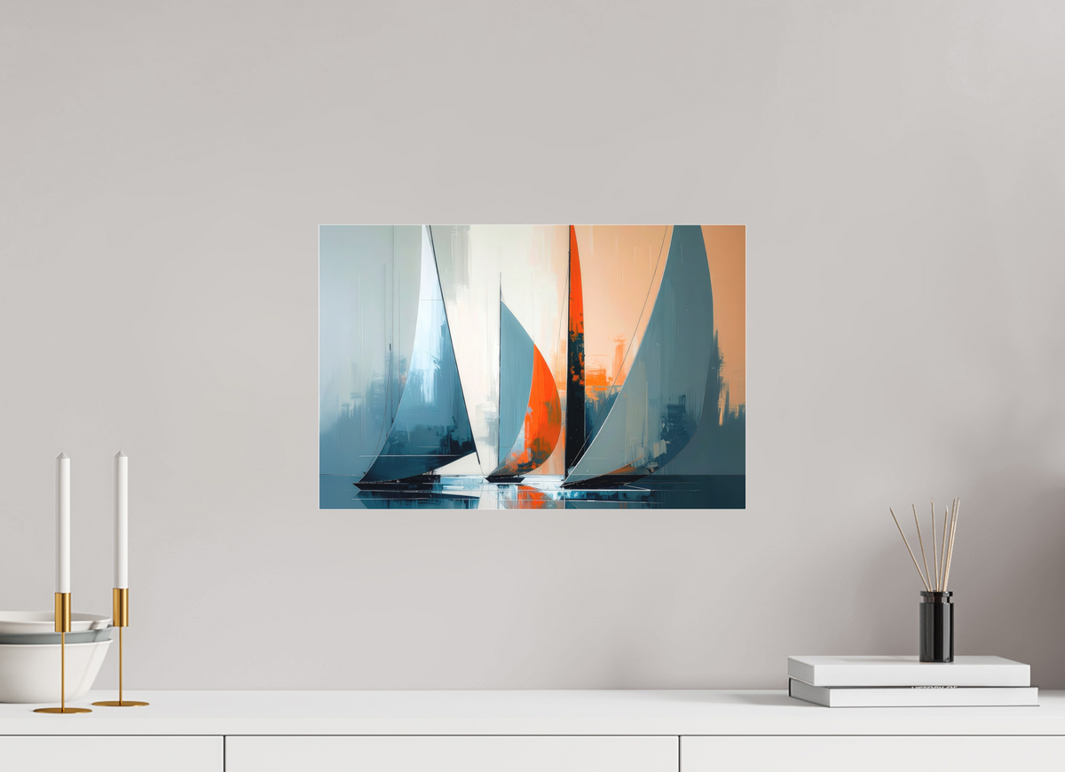 45 x 30 cm, Fine Art Pigmentdruck hinter Acrylglas Segelboote abstrakt-14-32—Wandkunst, Fine Art Print, Leinwand, Acryldruck, Alu-Dibond