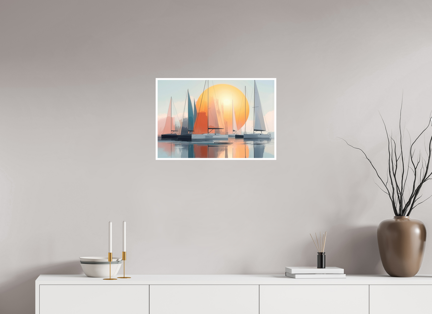 60 x 40 cm, Fine Art Print Hahnemühle Baryta Segelboot-Kunst - Zwischen Horizont und Geometrie-01