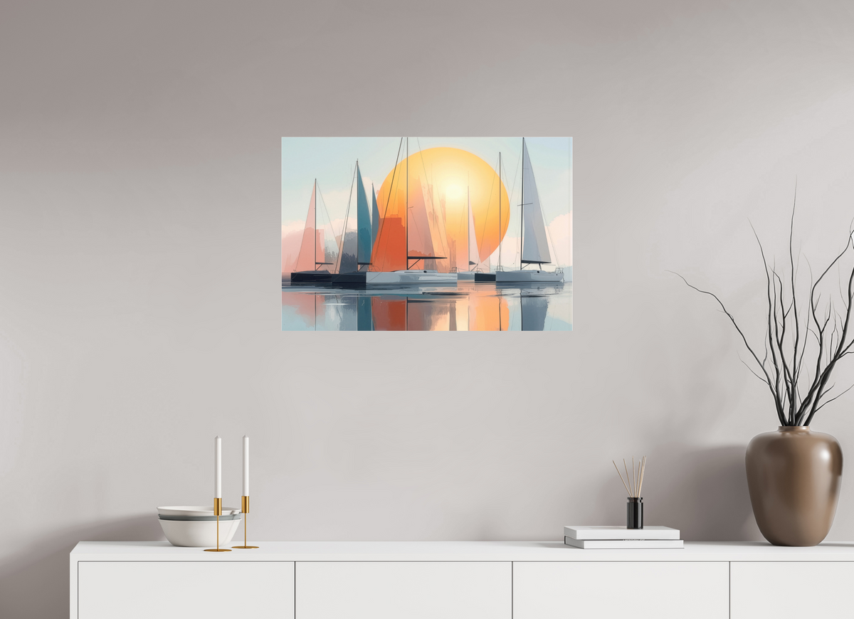 75 x 50 cm, Acrylglas glänzend standard Segelboot-Kunst - Zwischen Horizont und Geometrie-01—Wandkunst, Fine Art Print, Leinwand, Acryldruck, Alu-Dibond