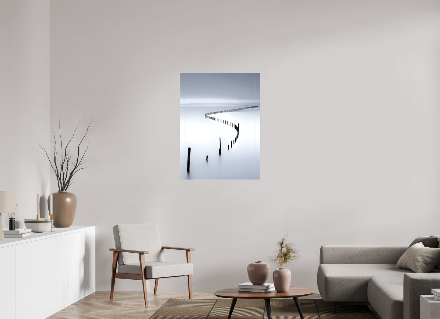 75 x 100 cm, Leinwand glänzend Lichtweg im Watt