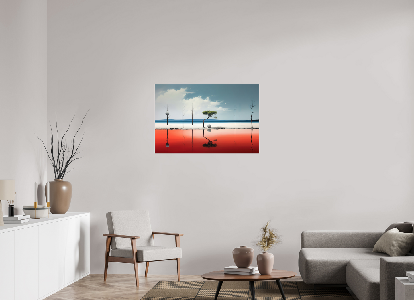 105 x 70 cm, Acrylglas glänzend standard Balance am Rand des Wassers