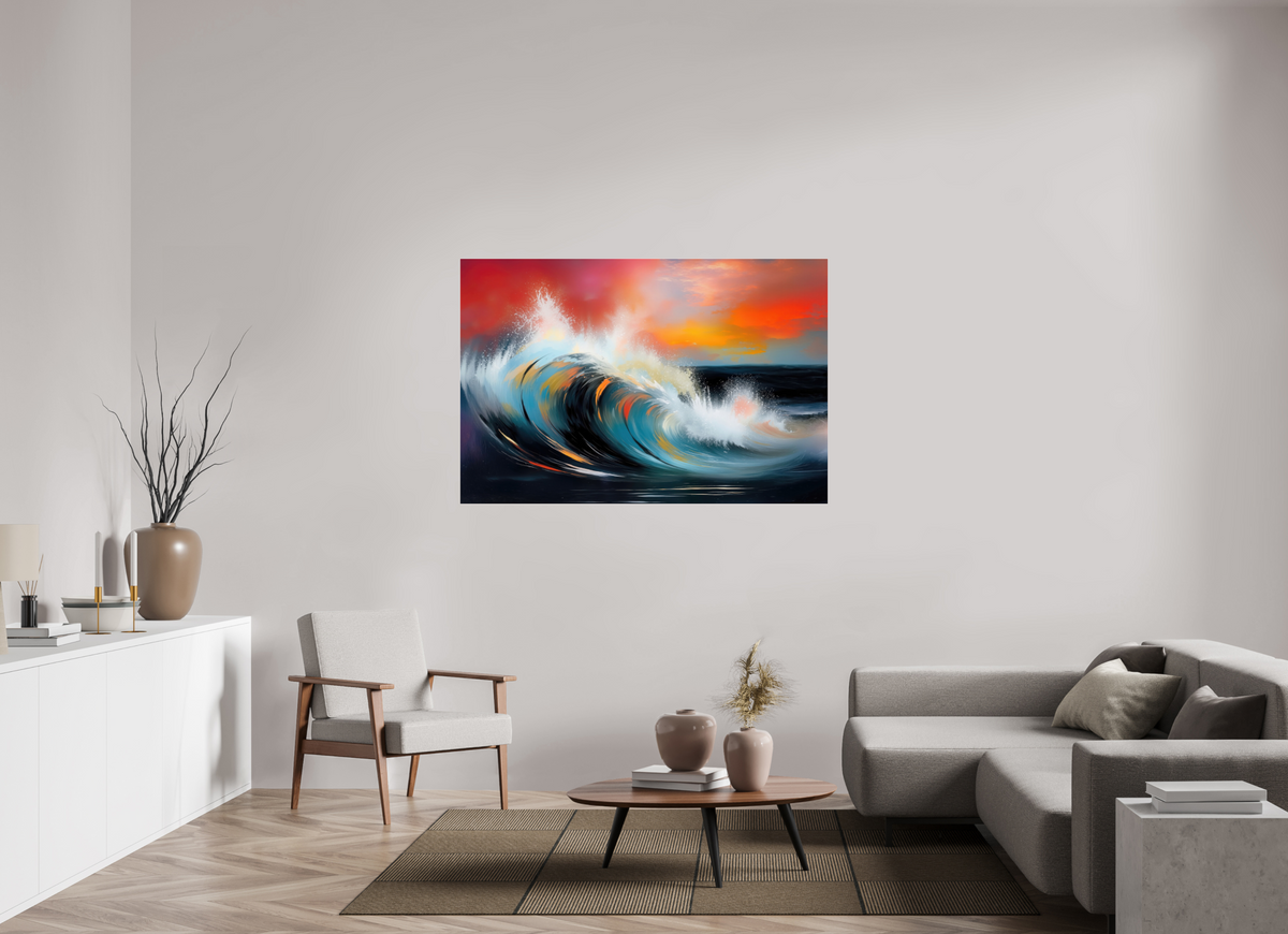 150 x 100 cm, Acrylglas glänzend standard Glühende Brandung—Wandkunst, Fine Art Print, Leinwand, Acryldruck, Alu-Dibond