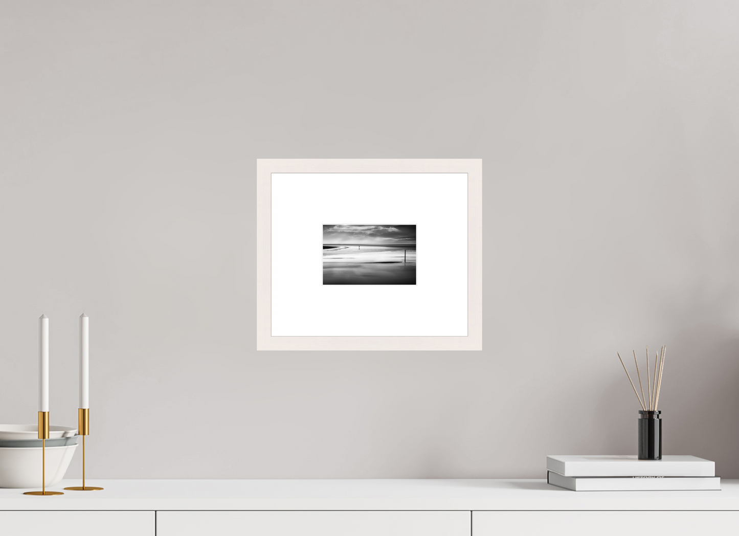 15 x 10 cm, Fine Art Print gerahmt Mann im Wattenmeer-01