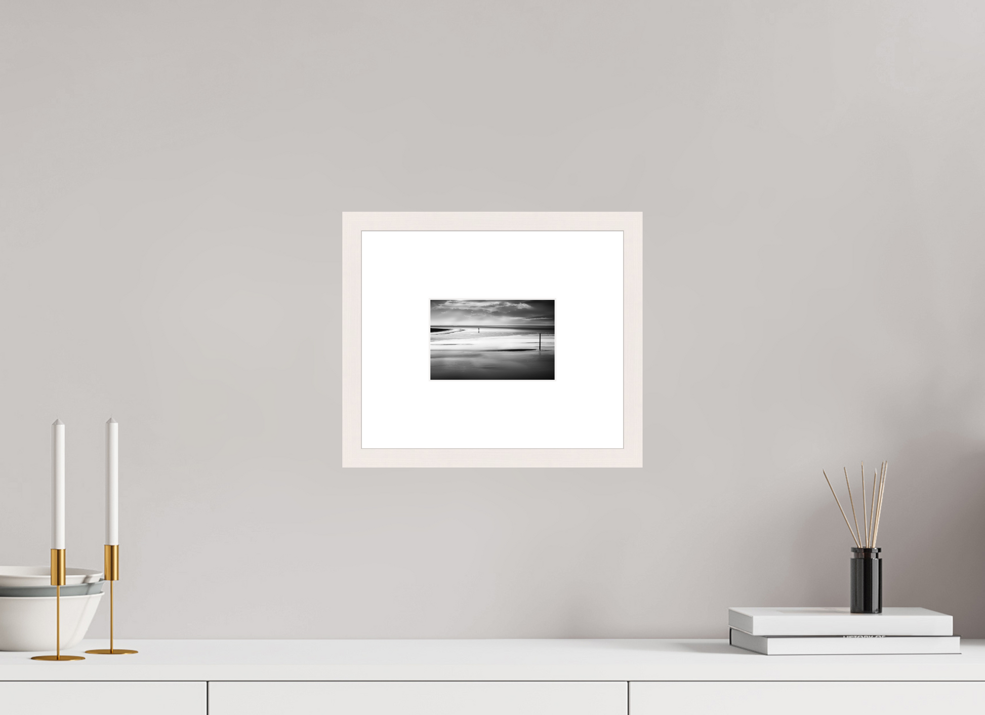 15 x 10 cm, Fine Art Print gerahmt Mann im Wattenmeer-01