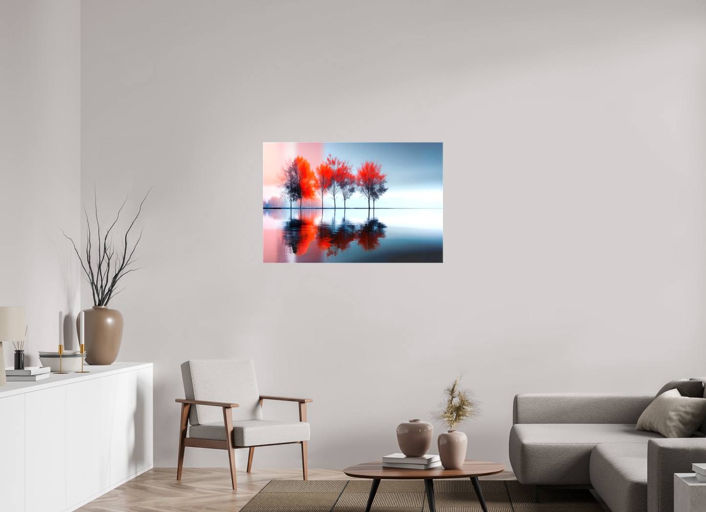 105 x 70 cm, Leinwand glänzend Stille in Rot