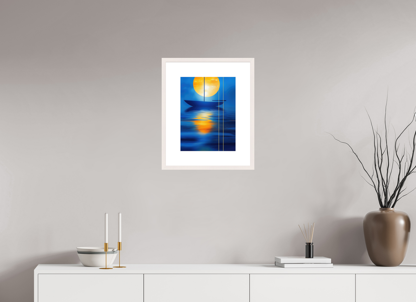 30 x 40 cm, Fine Art Print gerahmt Segel im goldenen Kreis