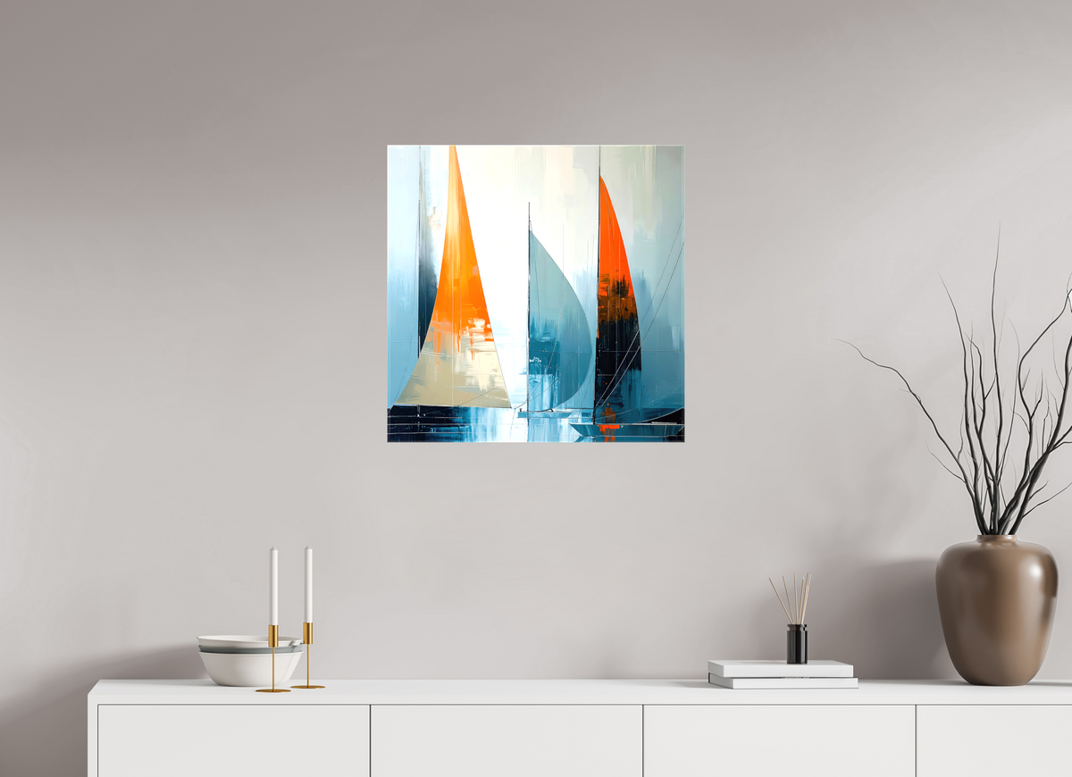 60 x 60 cm, Leinwand glänzend Segelboot-Kunst - Abstraktion in Bewegung—Wandkunst, Fine Art Print, Leinwand, Acryldruck, Alu-Dibond