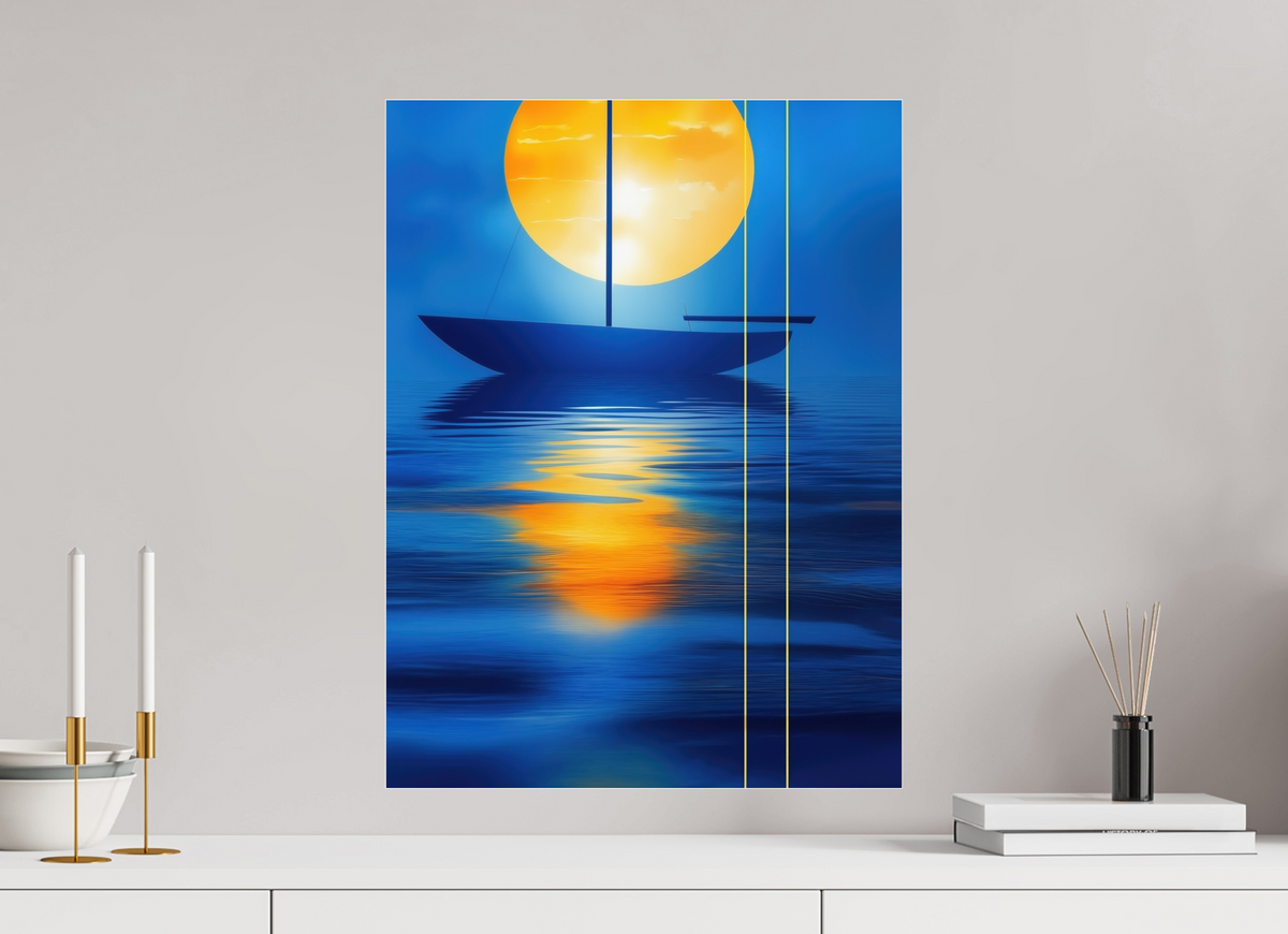 45 x 60 cm, Acrylglas glänzend standard Segel im goldenen Kreis—Wandkunst, Fine Art Print, Leinwand, Acryldruck, Alu-Dibond