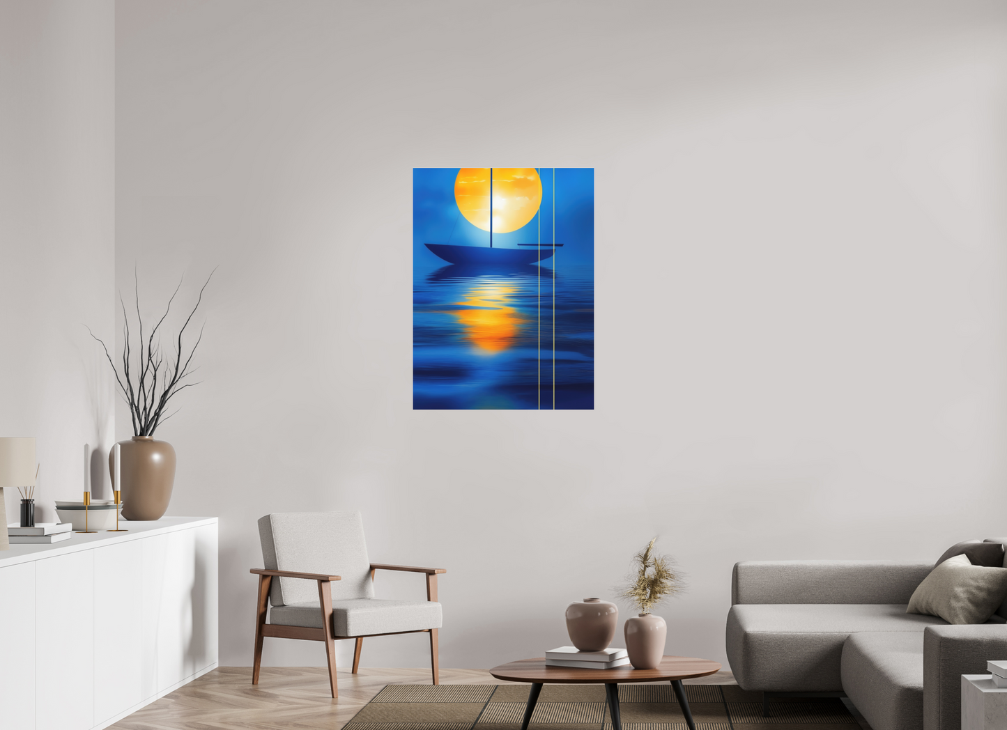 75 x 100 cm, Fine Art Pigmentdruck hinter Acrylglas Segel im goldenen Kreis