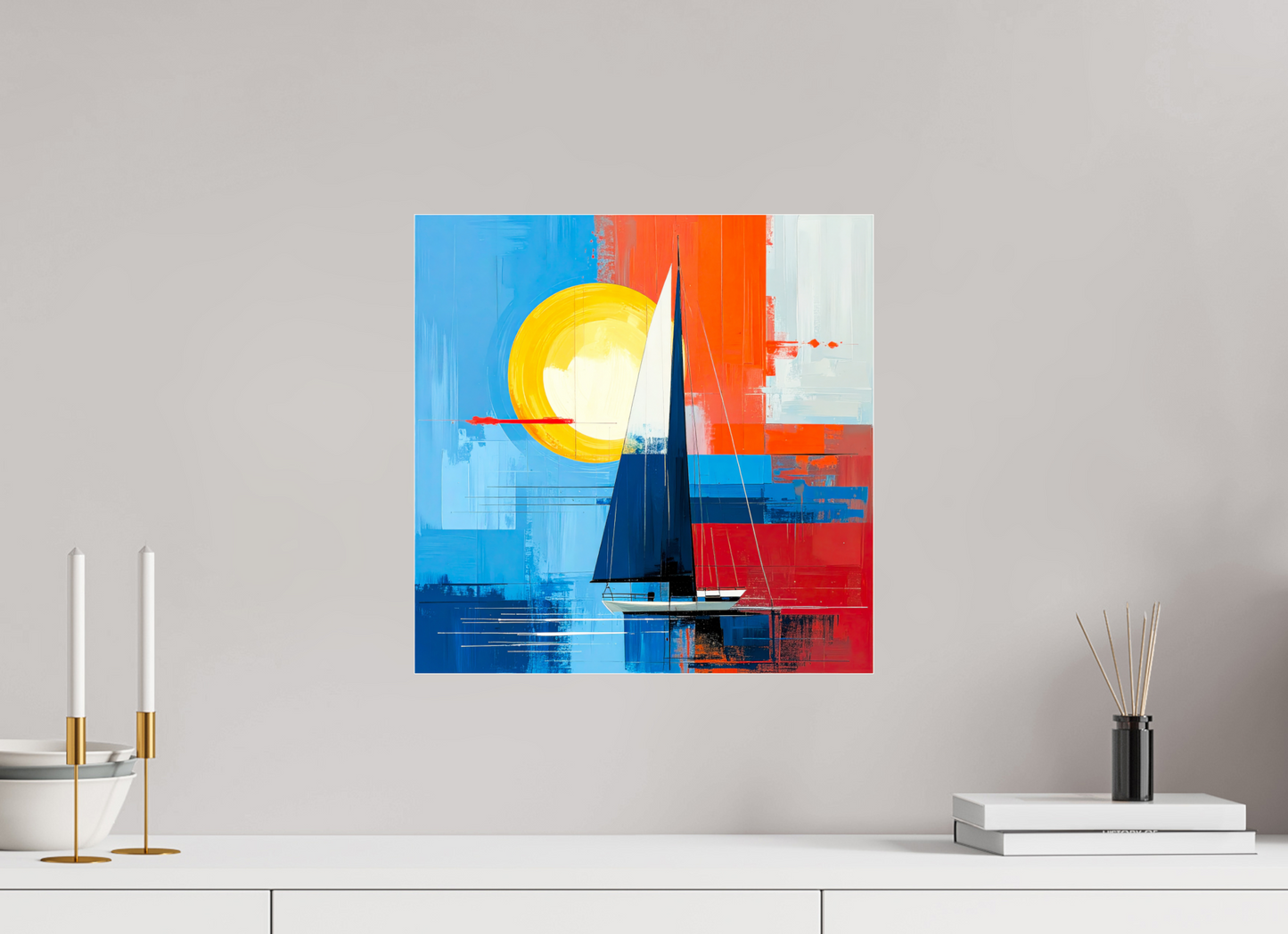 40 x 40 cm, Acrylglas glänzend standard Segelboot-Kunst – Licht, Farbe und Bewegung